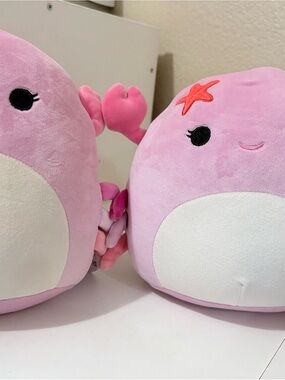Squishmallows Cailey the Crab Pink Plush Set 8” + 5” NWT Bundle